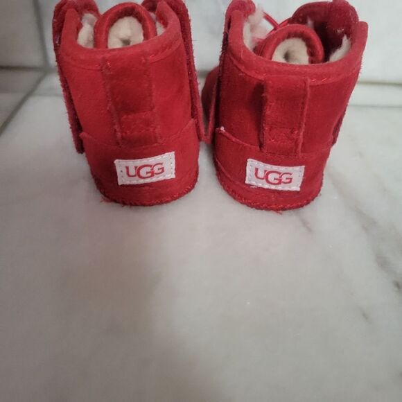 Ugg Australia Kids Red Mid Faux Fur Lace Up Ankle Winter & Snow Boots Size 04/05 - Picture 3 of 6
